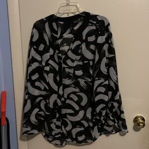 Covington 3X Black and White Sheer 3/4 Sleeve Shirt